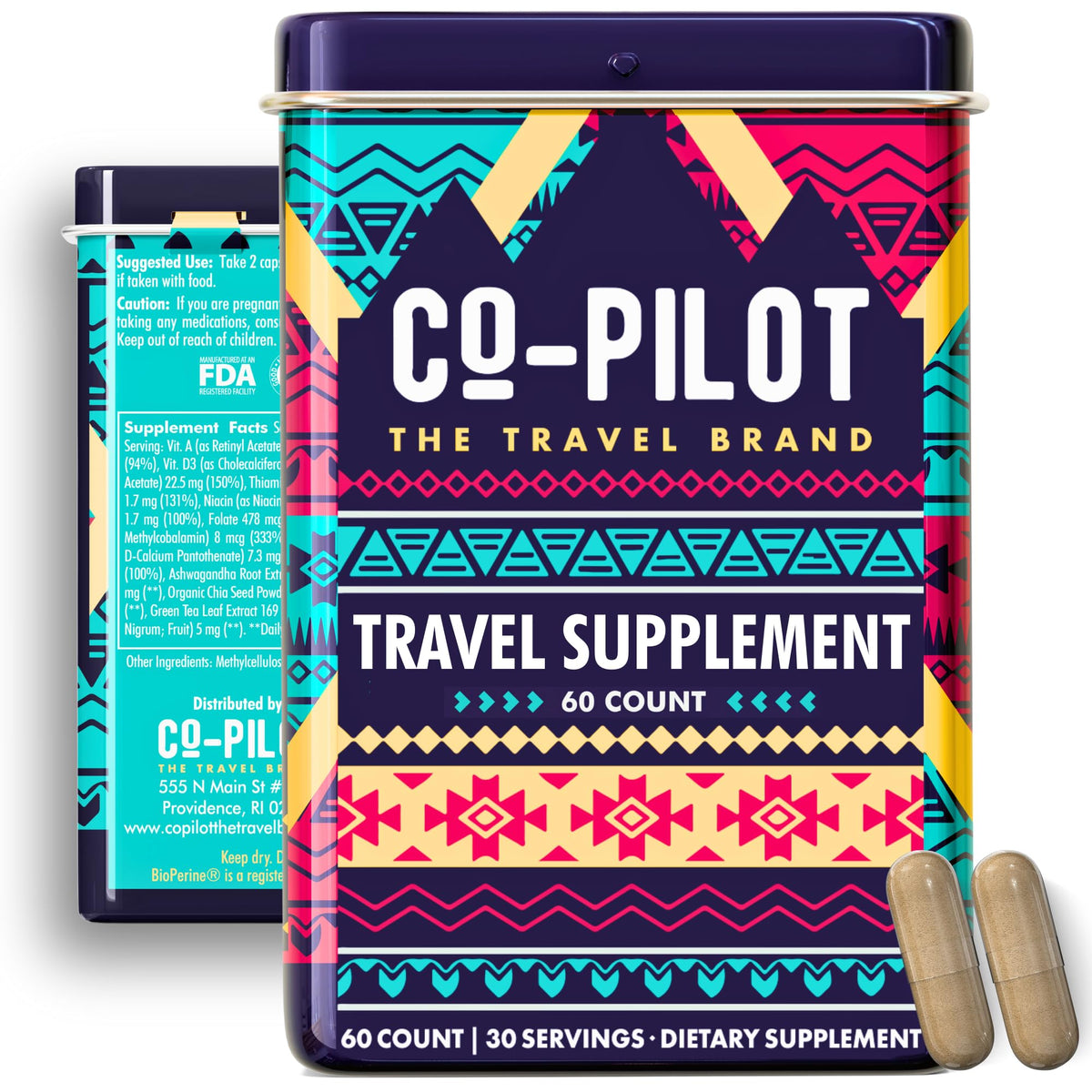 Co-Pilot The Travel Brand circadian reset blend capsules support alertness during flights