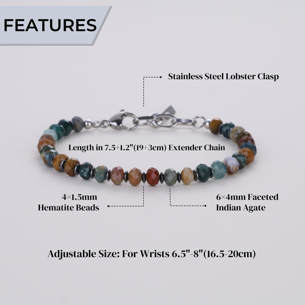 COAI Hematite Indian Agate bracelet beads detail emphasizing texture and craftsmanship