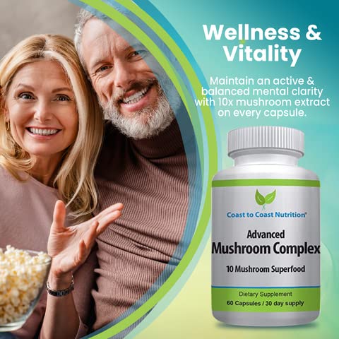 Morning desk scene featuring Coast to Coast Nutrition mushroom complex for daily energy.