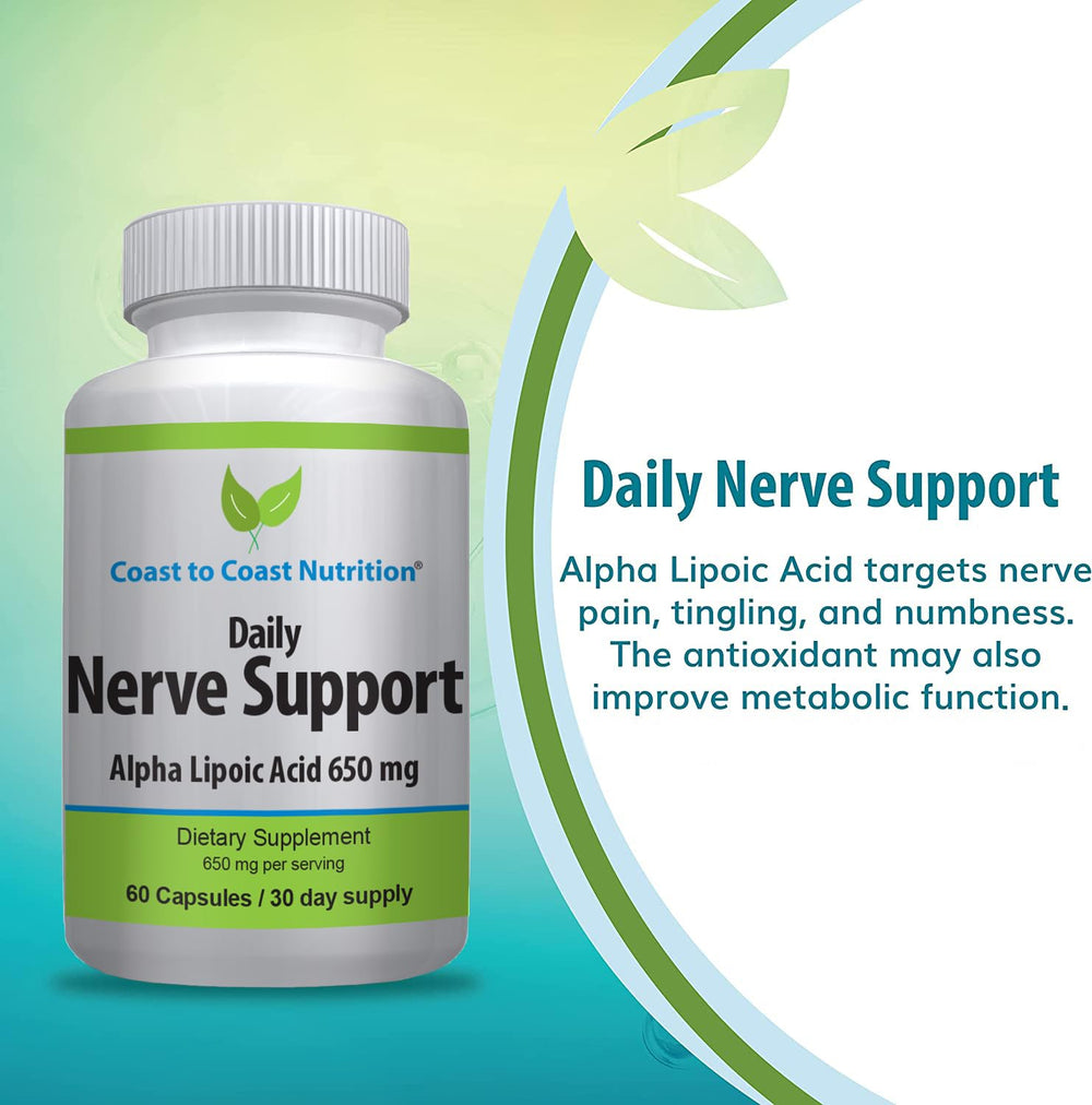 Coast to Coast Nutrition nerve support bottle back lists ingredients and directions