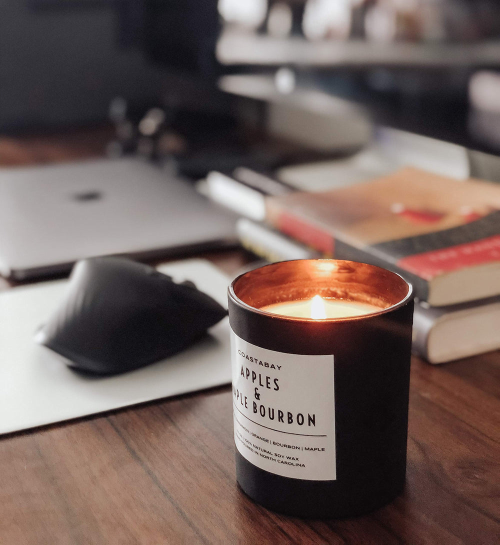 CoastaBay Cinnamon and Vanilla candle wick care guidance for even burning