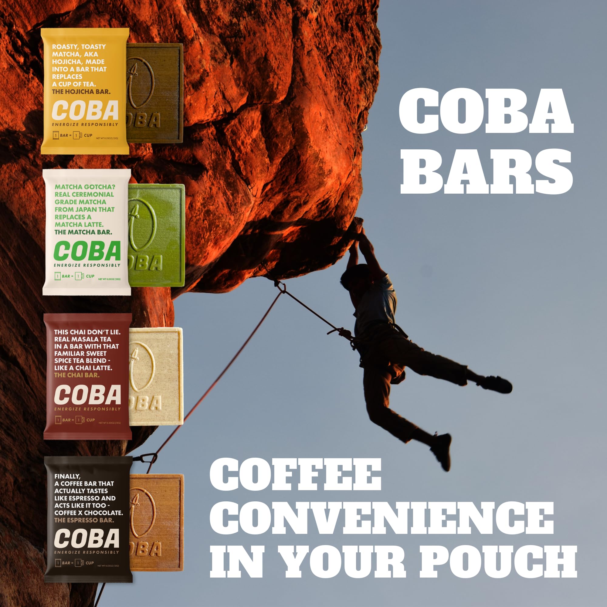 COBA On-the-go portable snack image shows easy carry in a gym bag