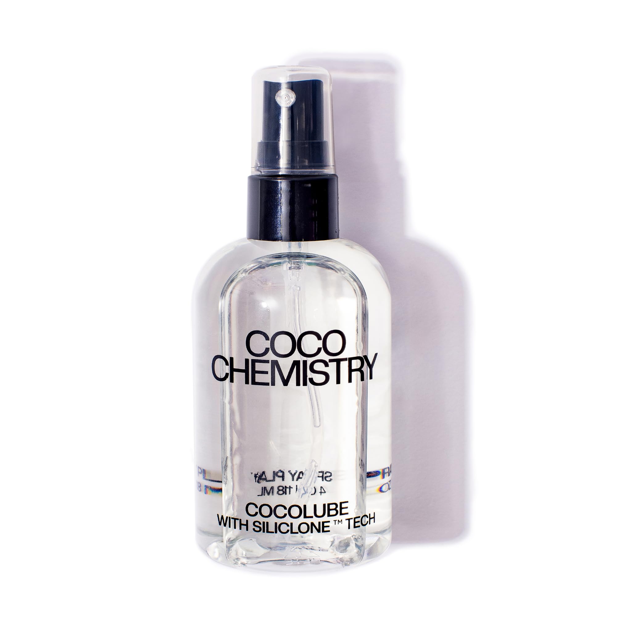 COCO CHEMISTRY Cocolube Spray bottle shows lightweight massage oil for hydrated skin