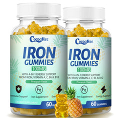 CocoaNee iron gummies bottle front for gentle daily support.