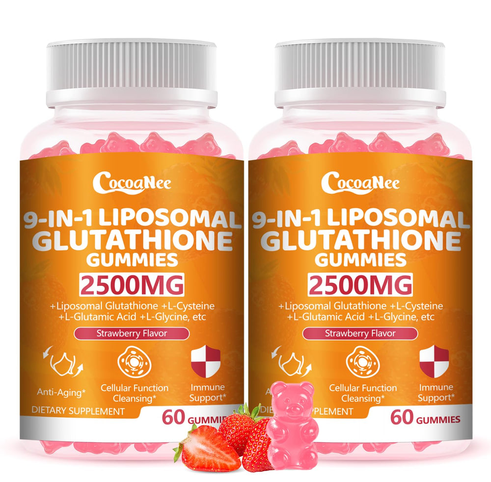 CocoaNee Liposome Glutathione Gummies 2-pack bottle image for convenient daily antioxidant support.