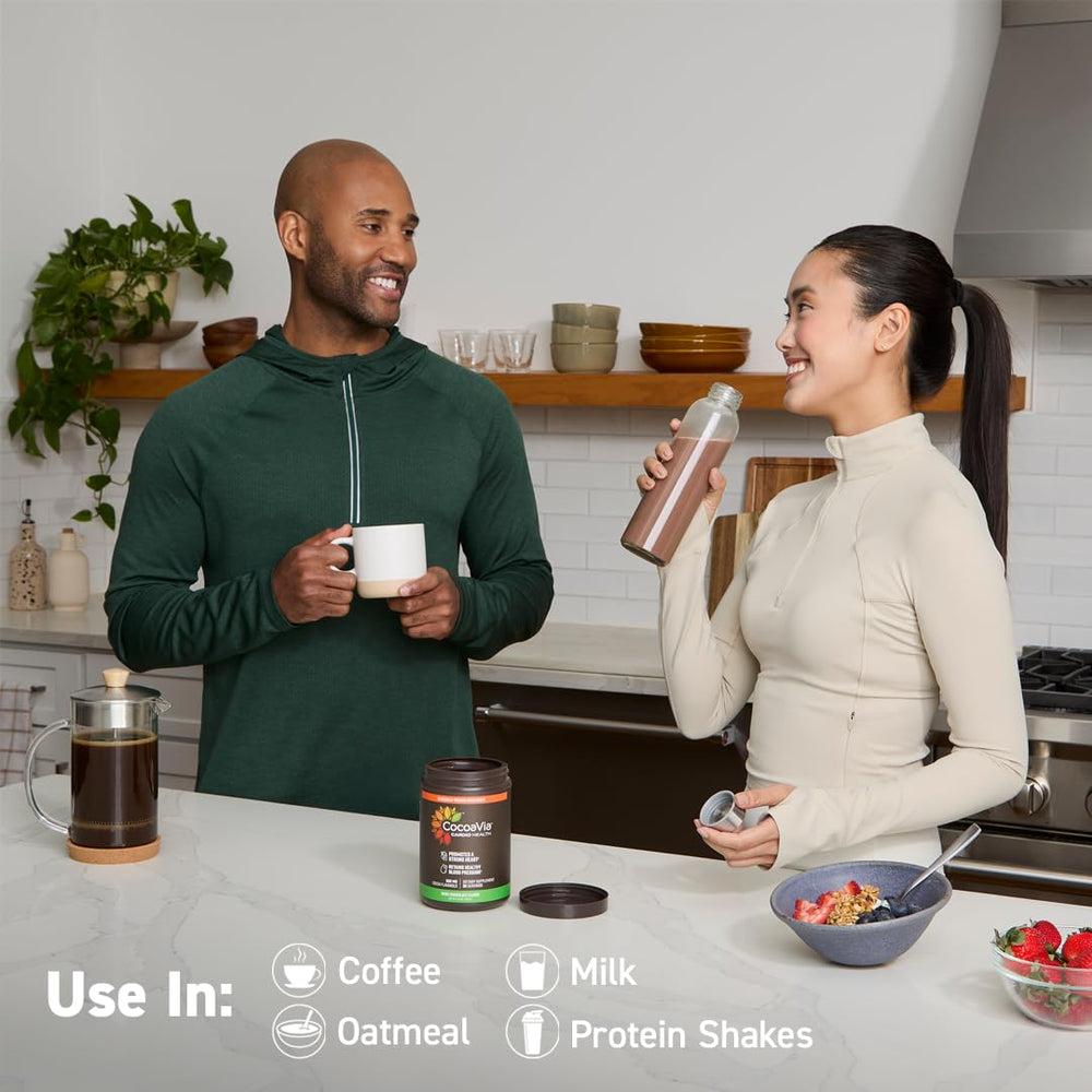 Serving scoop beside a cup of coffee shows easy daily use with no sugar.