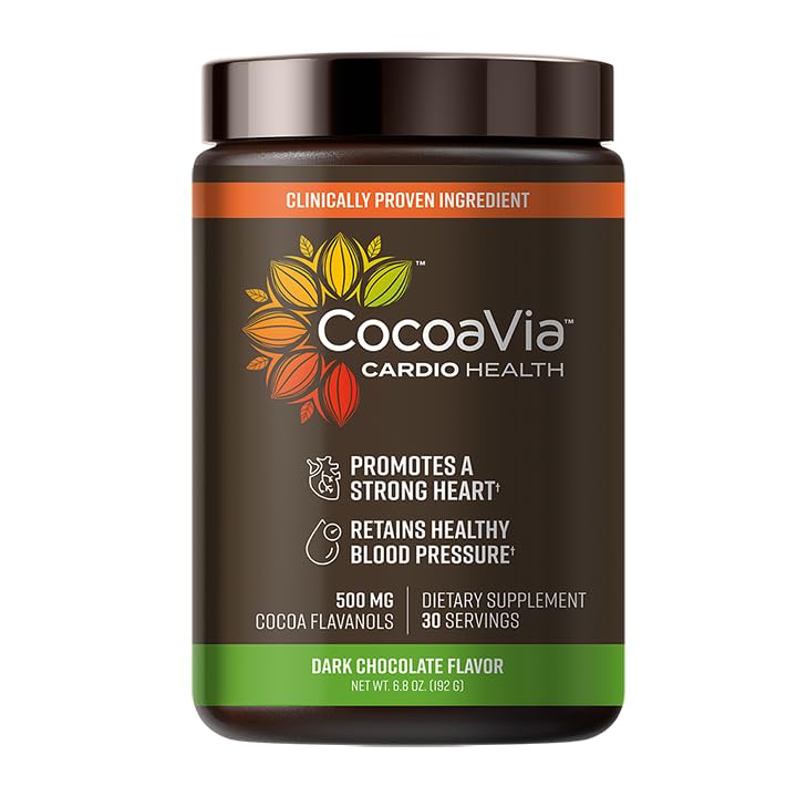 CocoaVia Cardio Health Powder canister with Cocoapro extract for heart-friendly nutrition.