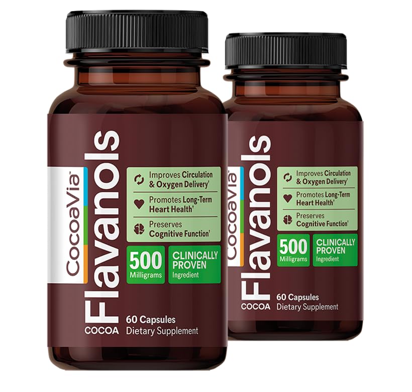 CocoaVia Cardio Health Supplement bottle front shows 120 capsules for daily heart support.