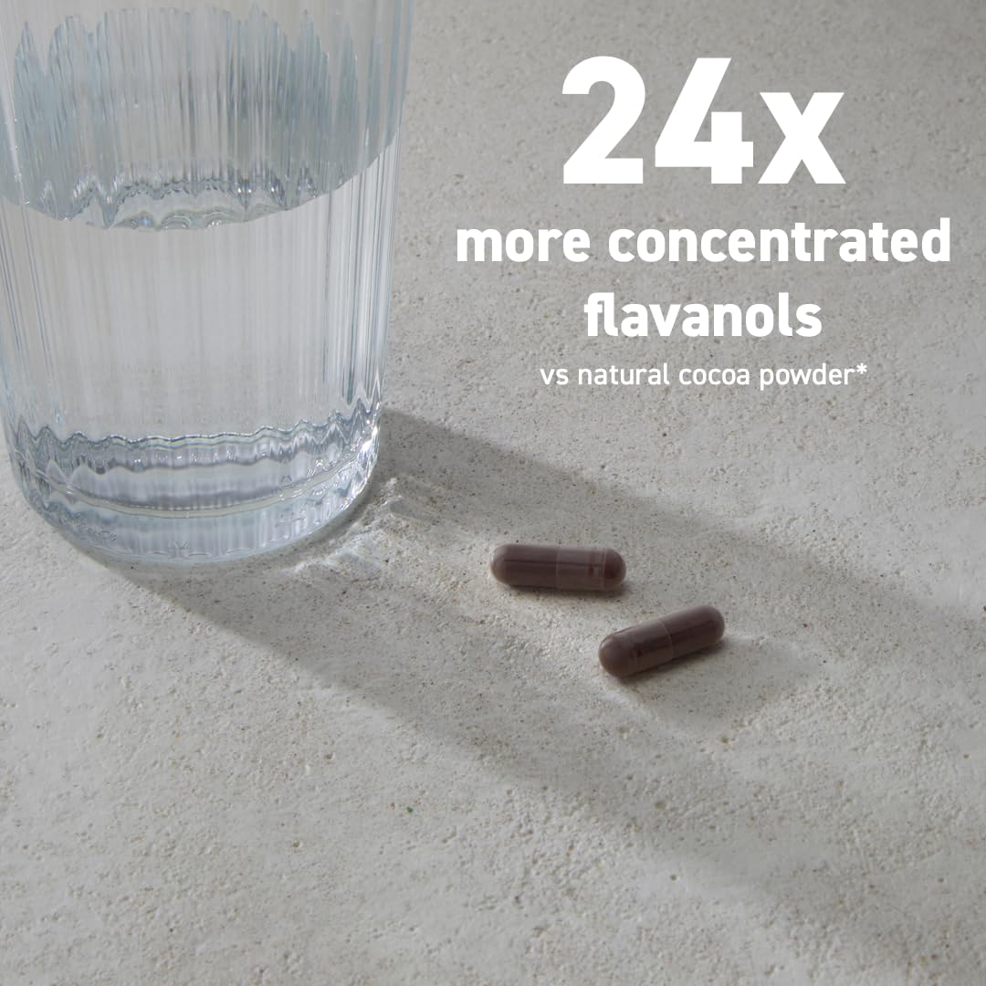 CocoaVia label detail showcases 500 mg flavanols per serving and 30 mg caffeine.
