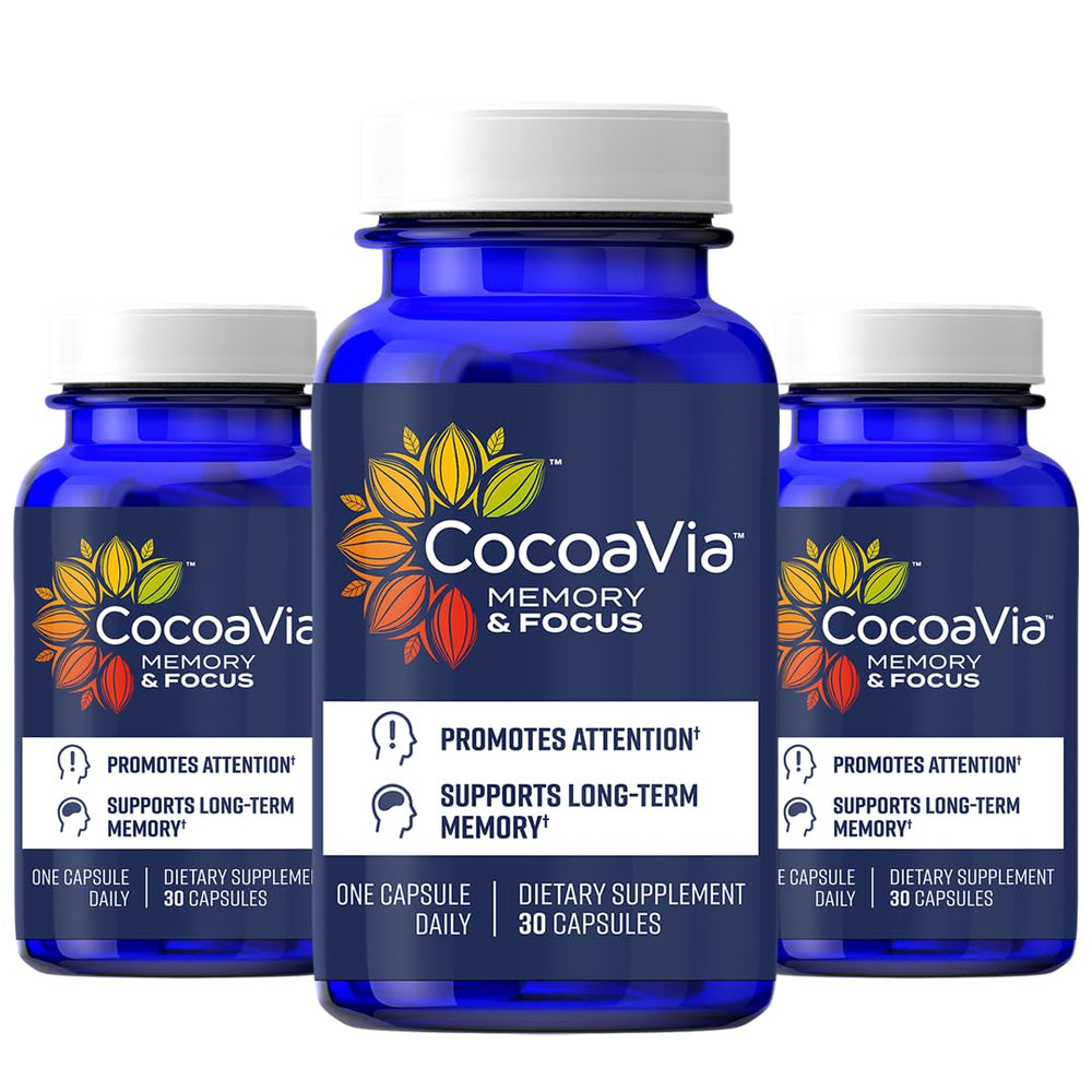 CocoaVia Memory & Focus bottle for daily cognitive support.