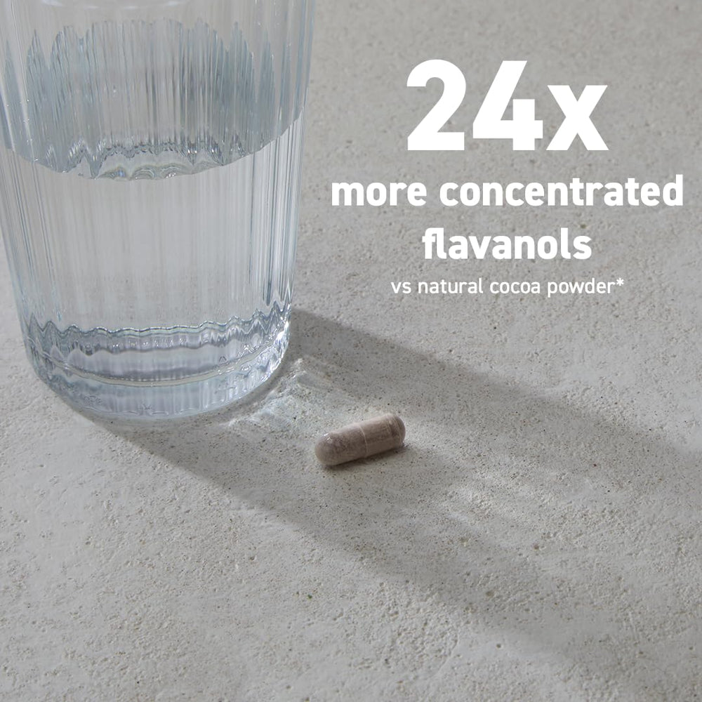 CocoaVia packaging showing 90 capsules and vegan icon.