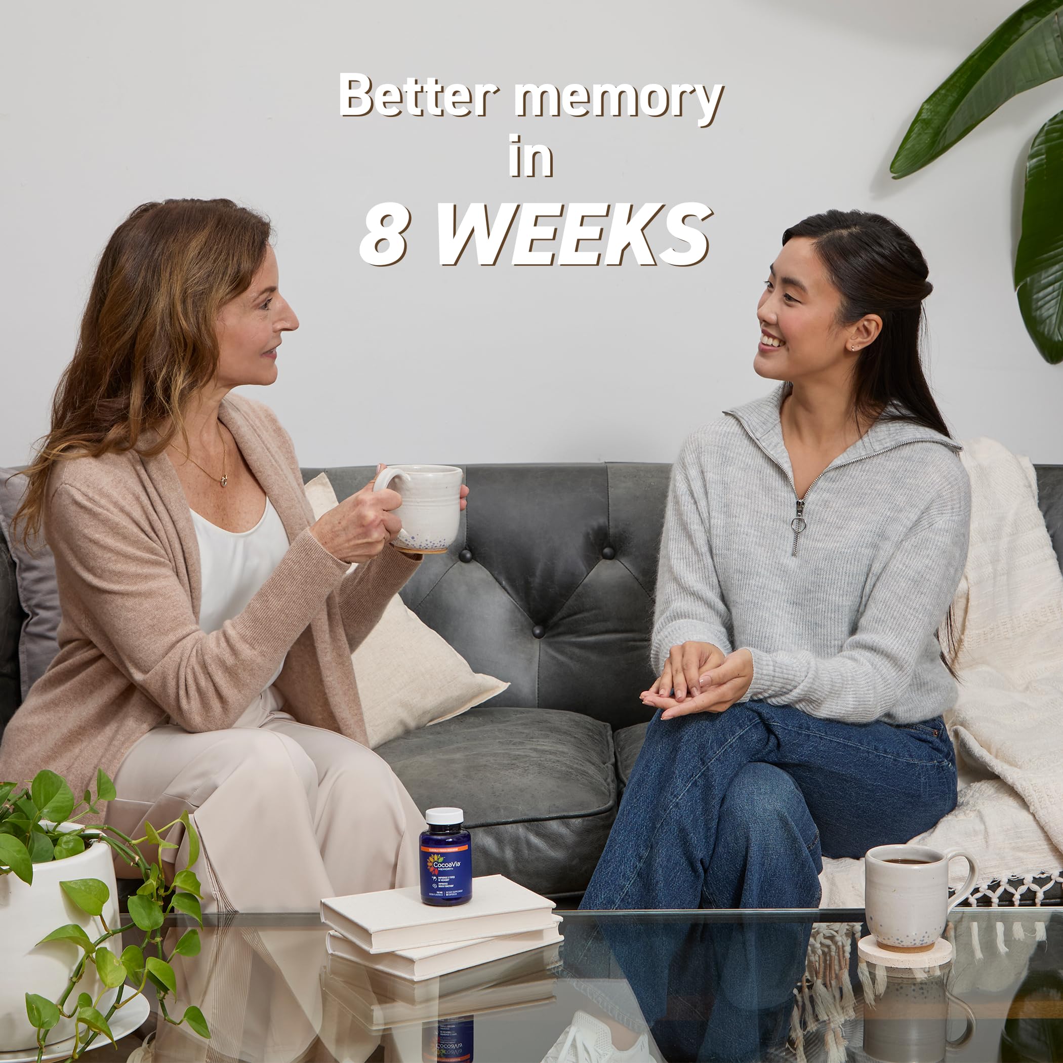 CocoaVia Memory+ label close-up with cocoa flavanols ingredients.