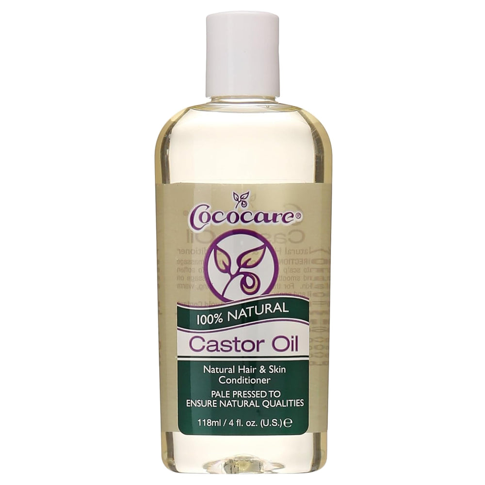 COCOCARE Castor Oil bottle for hydrating skin and nourishing lashes.