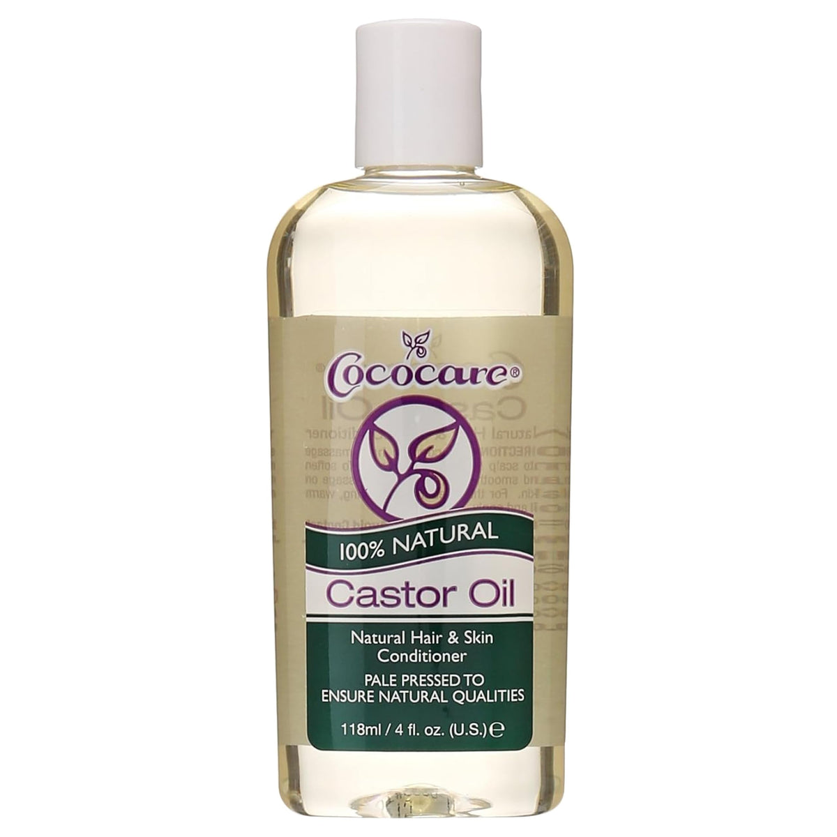 COCOCARE Castor Oil bottle for hydrating skin and nourishing lashes.