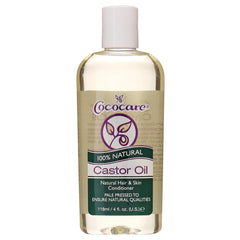 COCOCARE Castor Oil bottle for hydrating skin and nourishing lashes.
