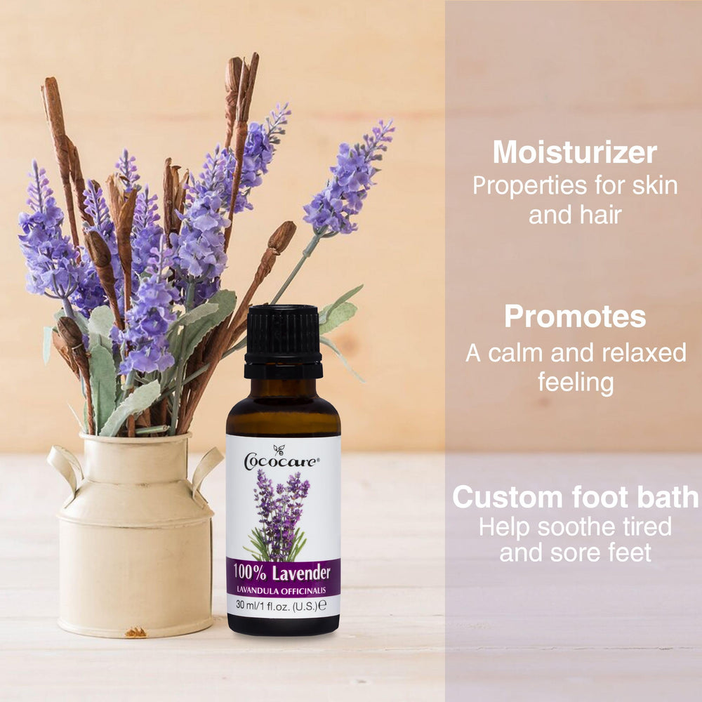 COCOCARE lavender oil dropper; precise application for scalp and skin.