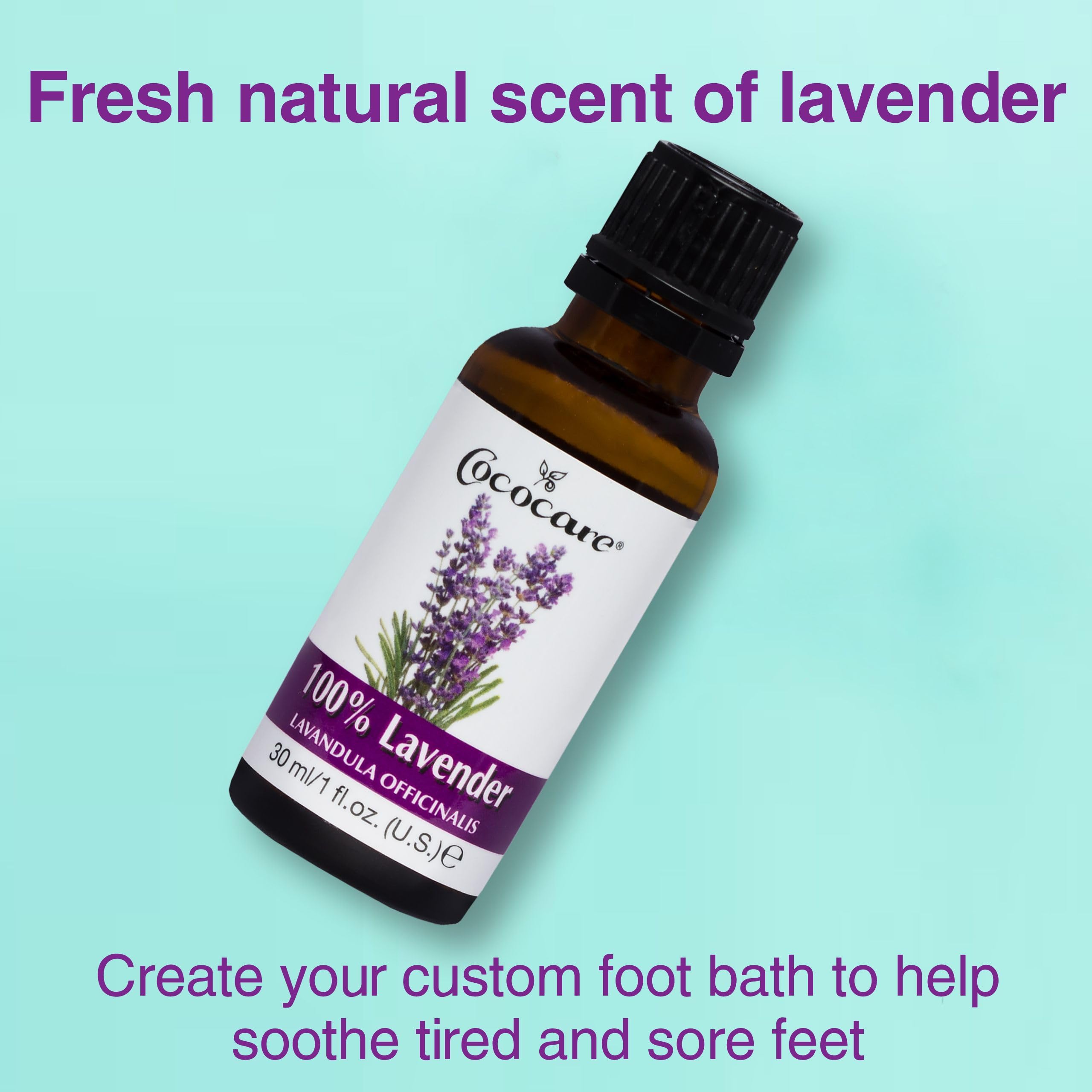 COCOCARE lavender oil in hair routine with shampoo and conditioner.