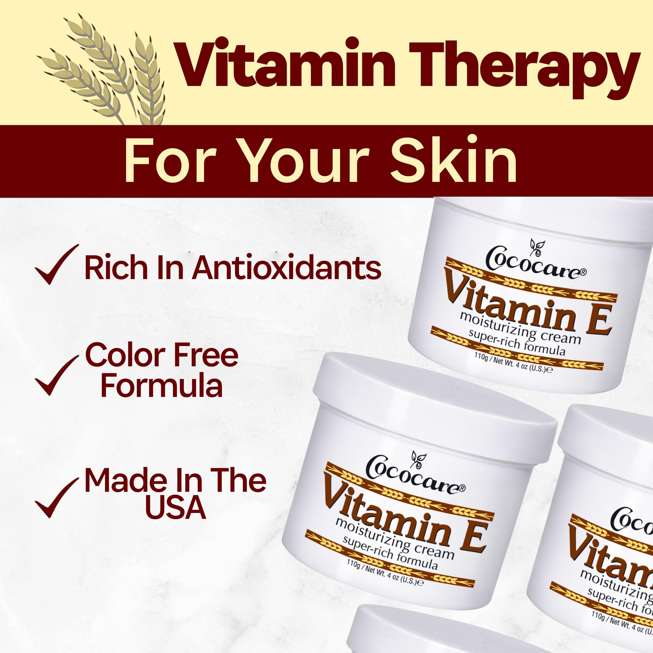 COCOCARE Vitamin E Super Rich label graphic communicates paraben-free formula
