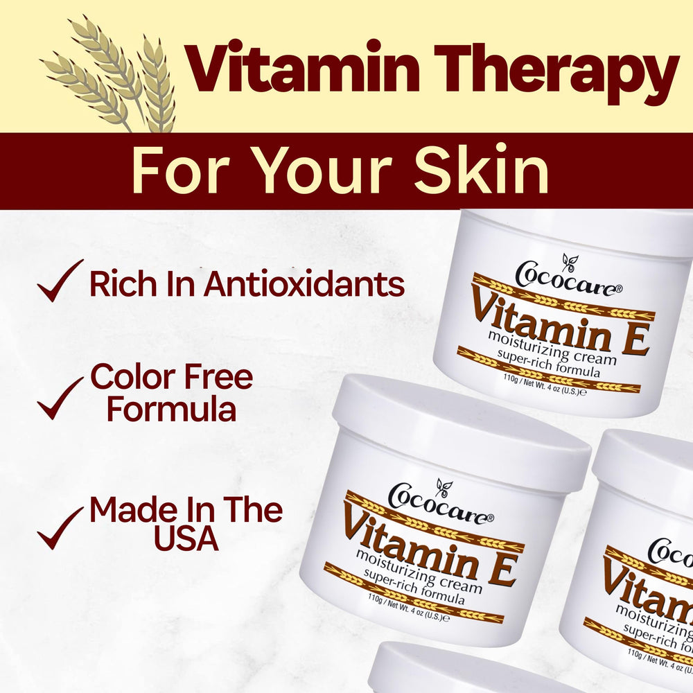 COCOCARE Vitamin E Super Rich label graphic communicates paraben-free formula