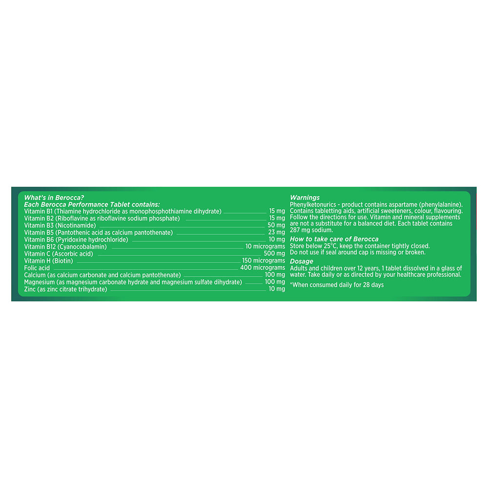 CoCoCherry Berocca Original Berry tablet close-up highlighting nutrients