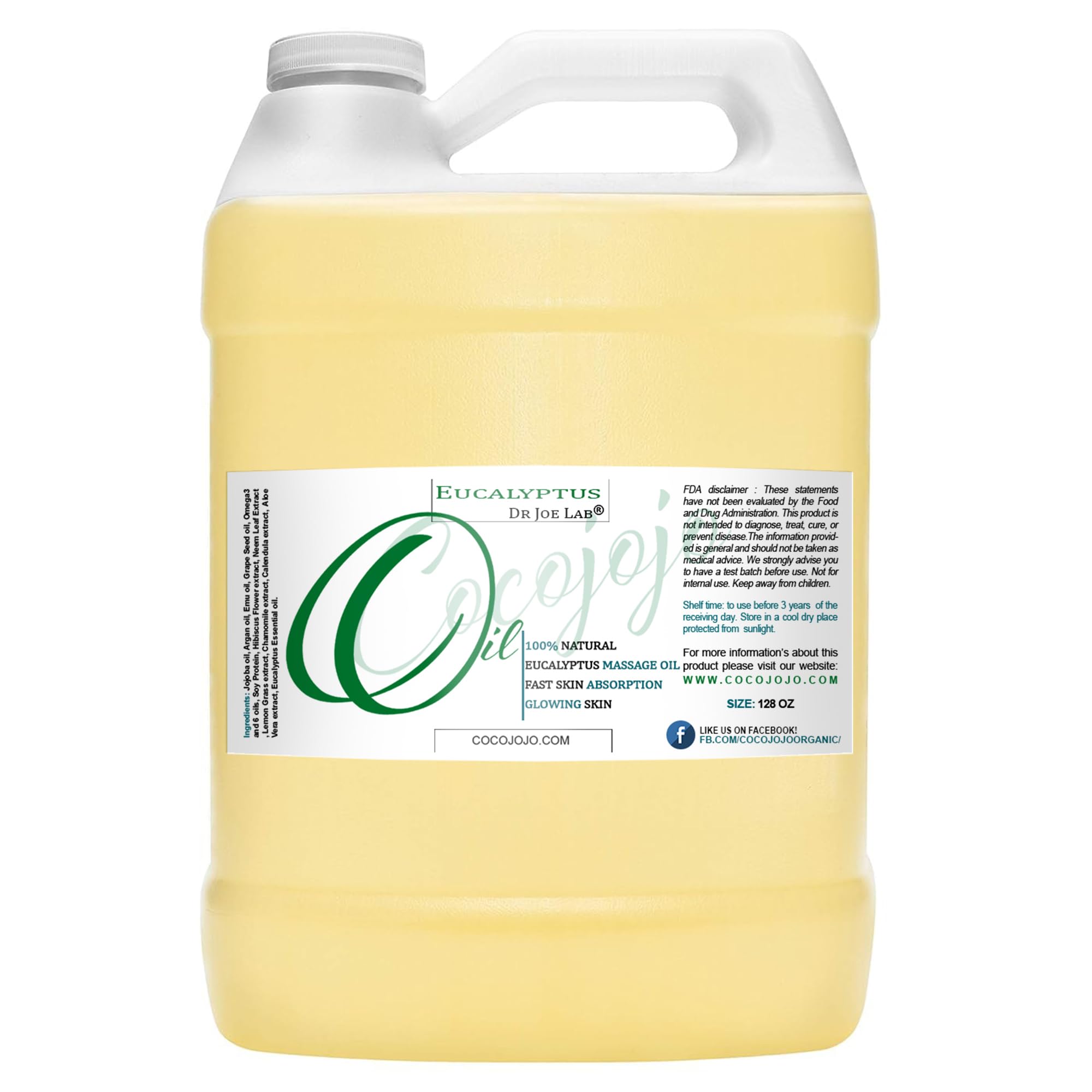 Cocojojo Eucalyptus Massage Oil pour enables smooth, easy massage technique