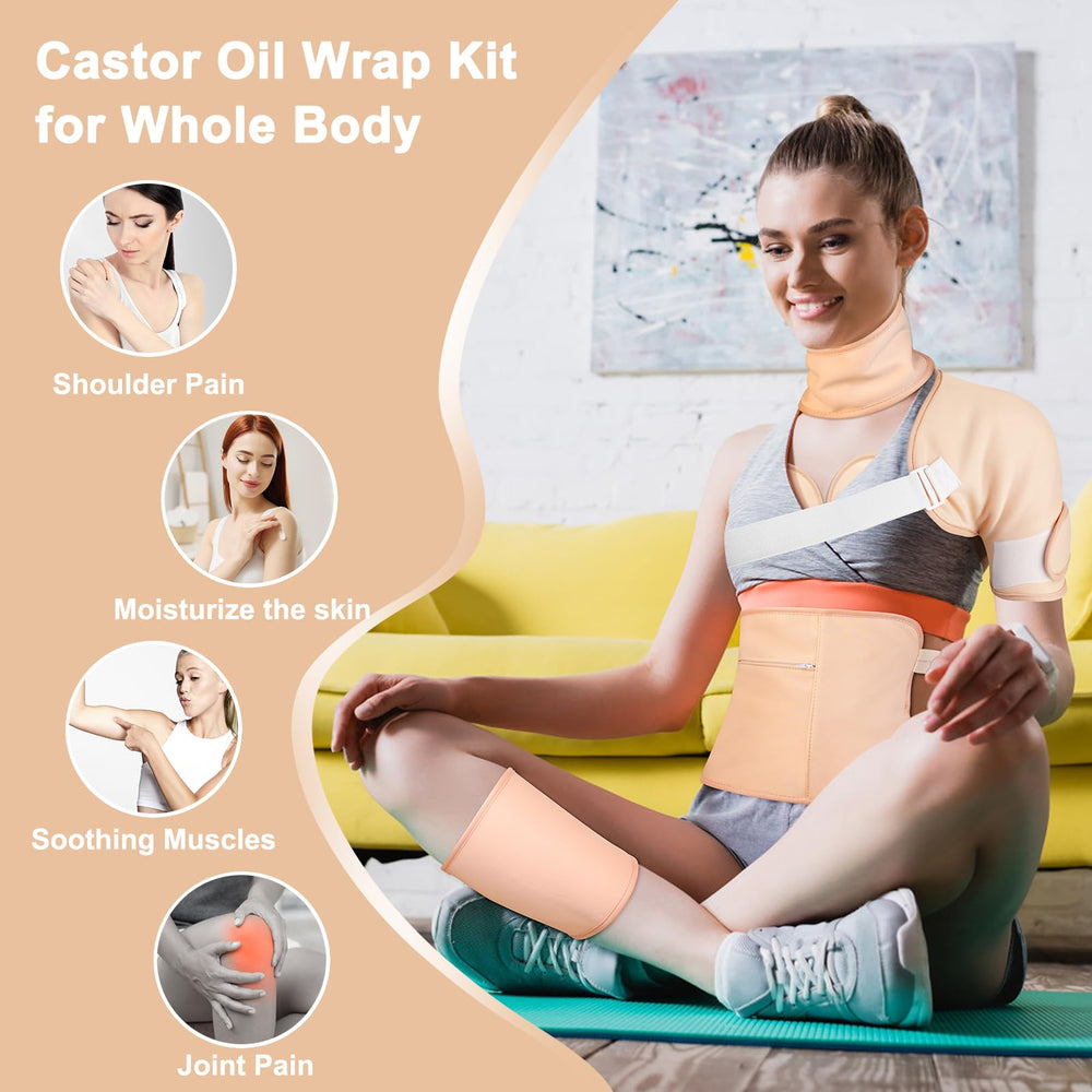 Cocytat castor oil pack liver wrap with zipper pocket for pads