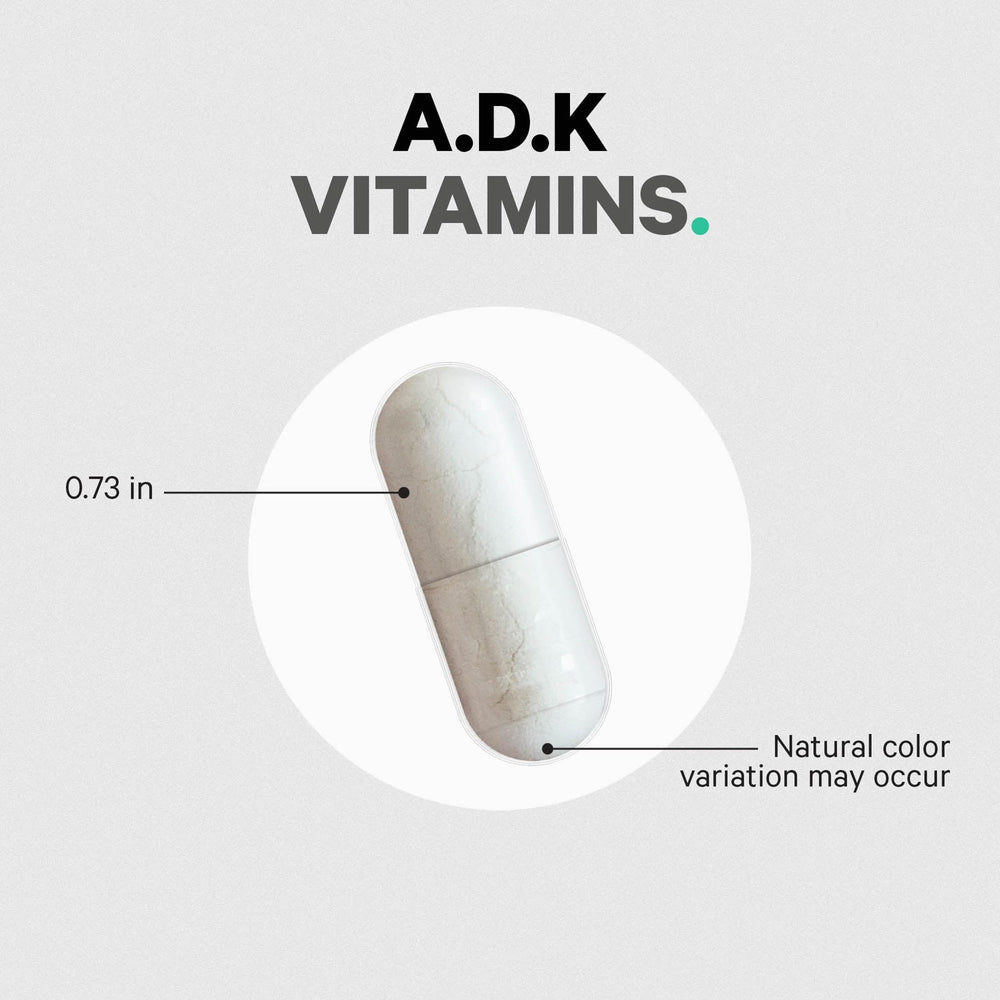 Codeage ADK ingredient chart highlights A, D3, K1, MK-4 and MK-7 details