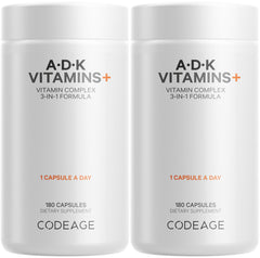 Codeage ADK bottle front with capsules for daily nutrients.