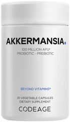 Codeage Akkermansia Synbiotic bottle shown for daily probiotic use