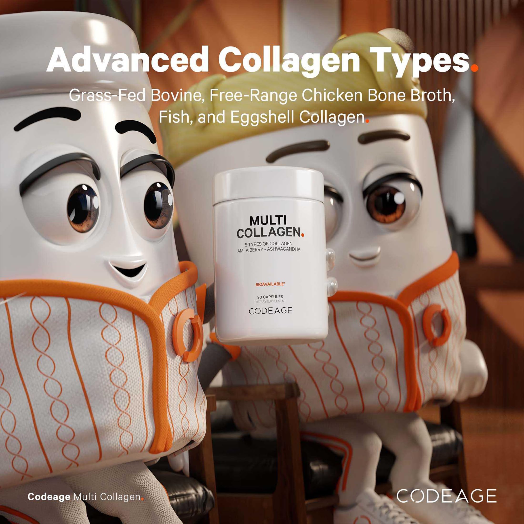 Codeage Ashwagandha and Amla extract capsules hint at daily wellness support.