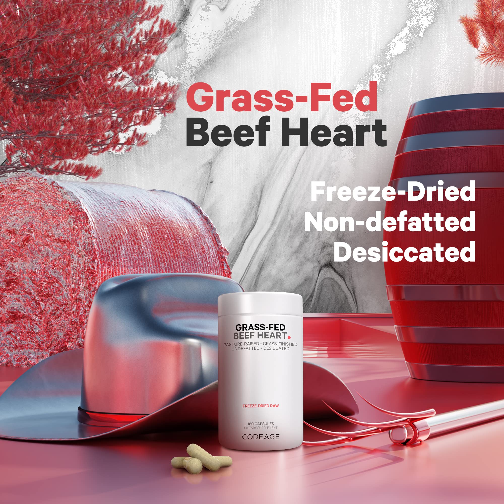 Codeage beef heart and liver combo highlights natural nutrients for a well-rounded profile.
