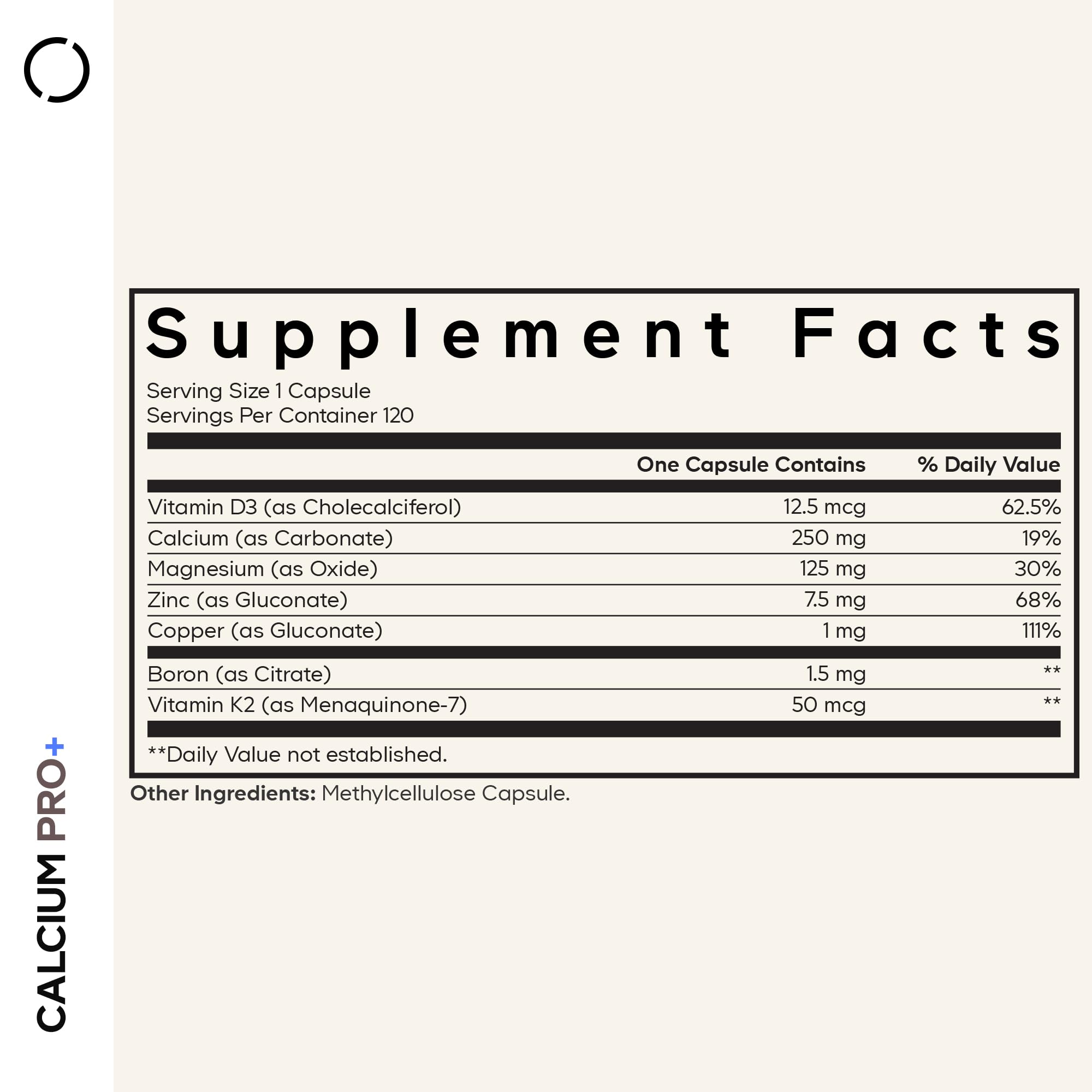 Codeage Calcium Pro+ label highlights essential minerals for everyday balance.