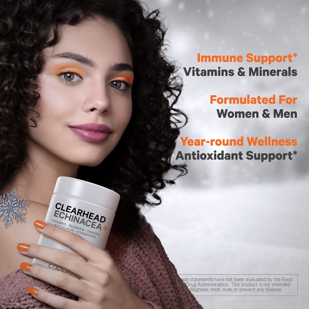 Codeage Clearhead astragalus ingredient closeup conveys herbal strength.