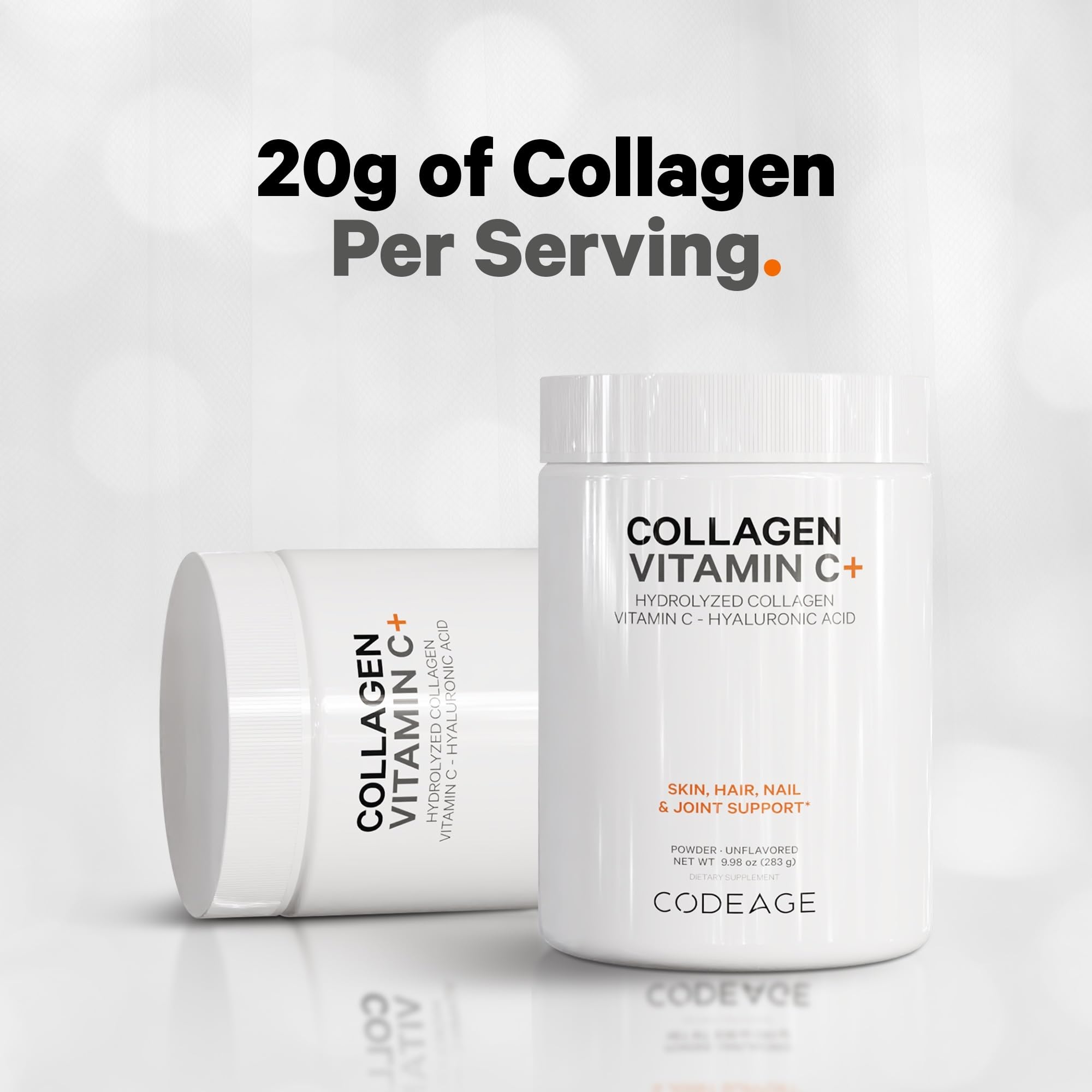 Codeage collagen powder texture; fine, dissolves quickly in hot or cold.
