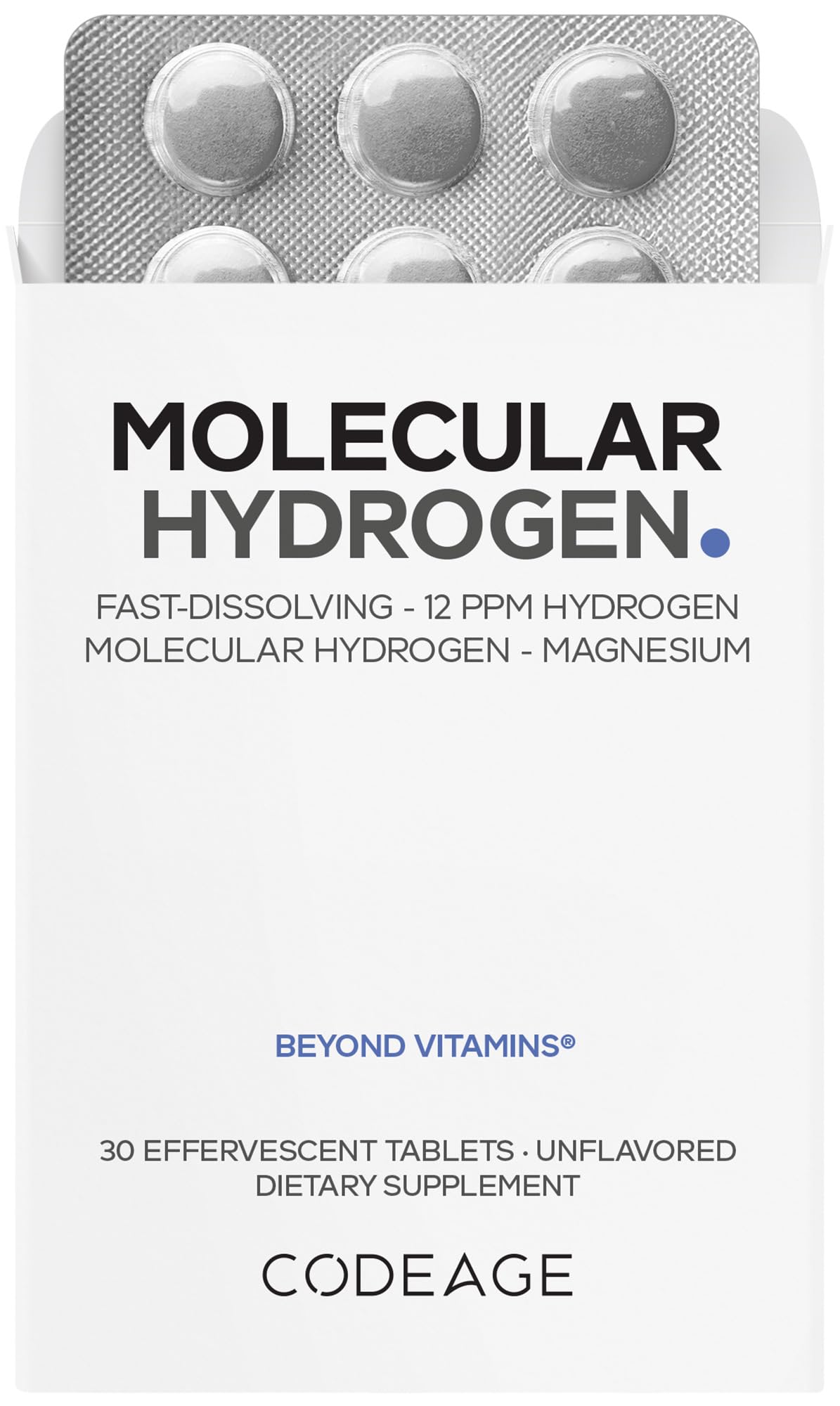 Magnesium-enriched formula in Codeage hydration tablet for mineral support.