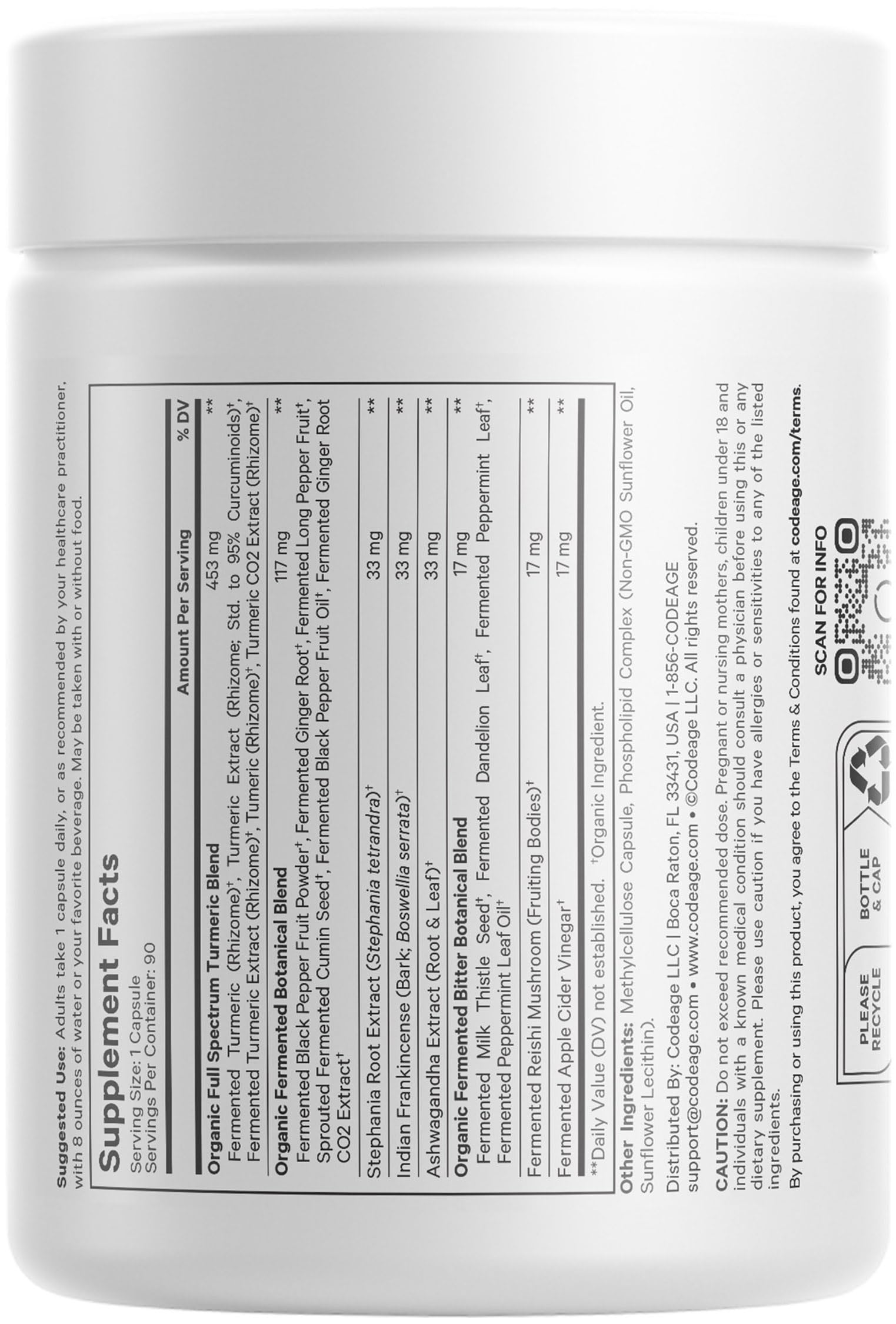 Codeage digestive bitters turmeric capsules pack with citrus and pepper notes.