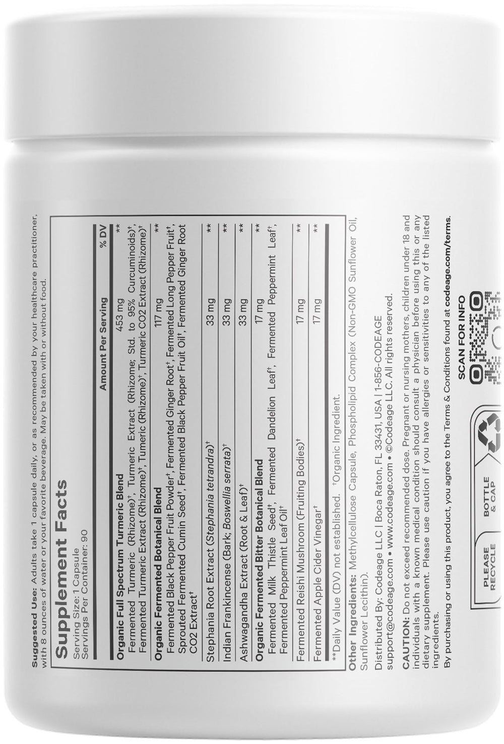 Codeage digestive bitters turmeric capsules pack with citrus and pepper notes.