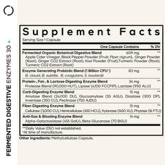Codeage label close-up showing the enzyme blend and probiotics