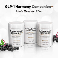 Codeage GLP-Harmony Companion+ ingredients panel featuring Lion's Mane and colostrum