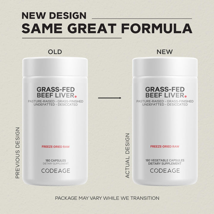 Codeage Beef Liver capsules shown for convenient superfood supplementation
