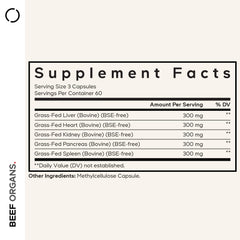 Codeage Grass-Fed Beef Organs Heart capsules with nutrient-dense profile.
