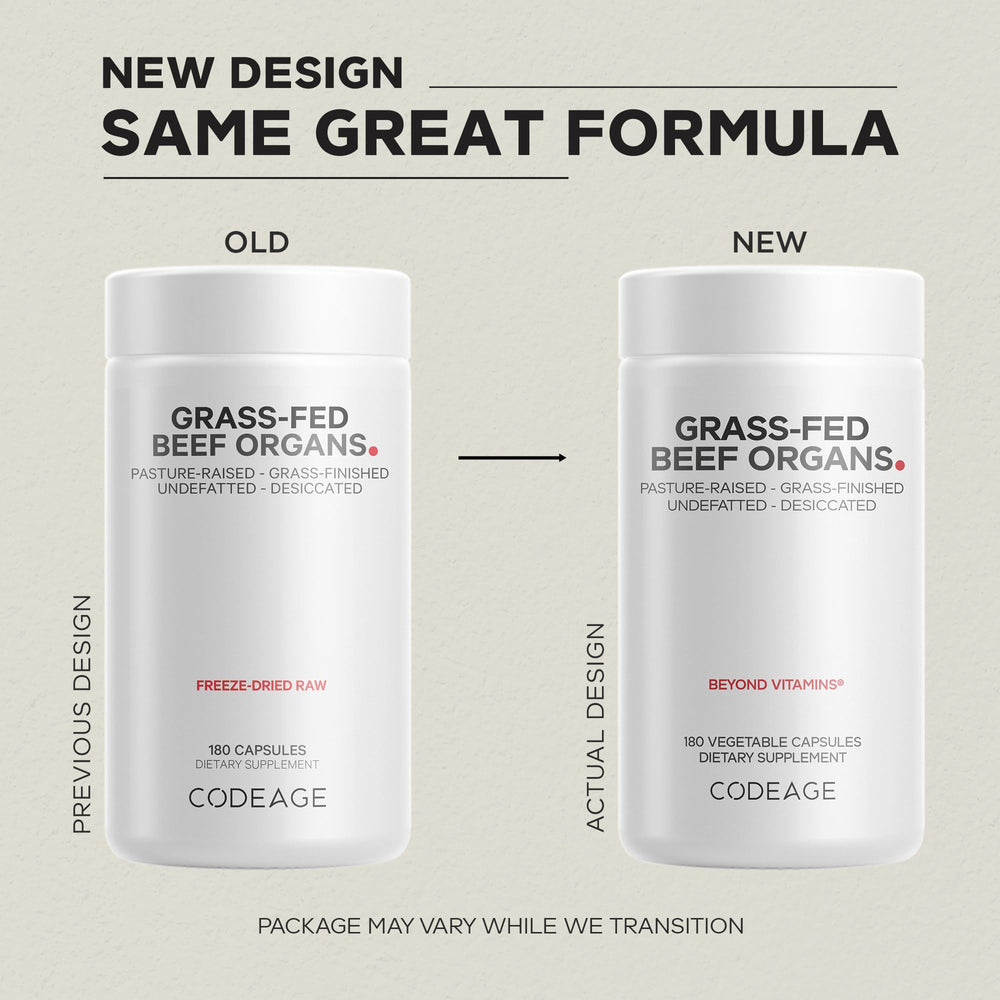 Codeage Grass-Fed Beef Organs Kidney capsules support daily wellness.