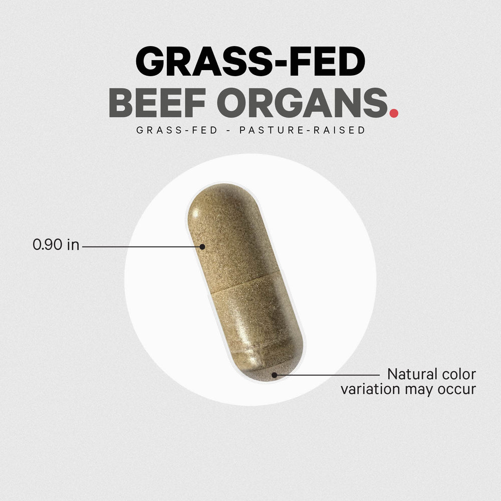 Codeage Grass-Fed Beef Organs USA-made production label.