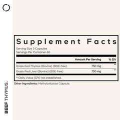 Codeage Grass-Fed Thymus closeup desiccated highlights preserved nutrients for daily nutrition.