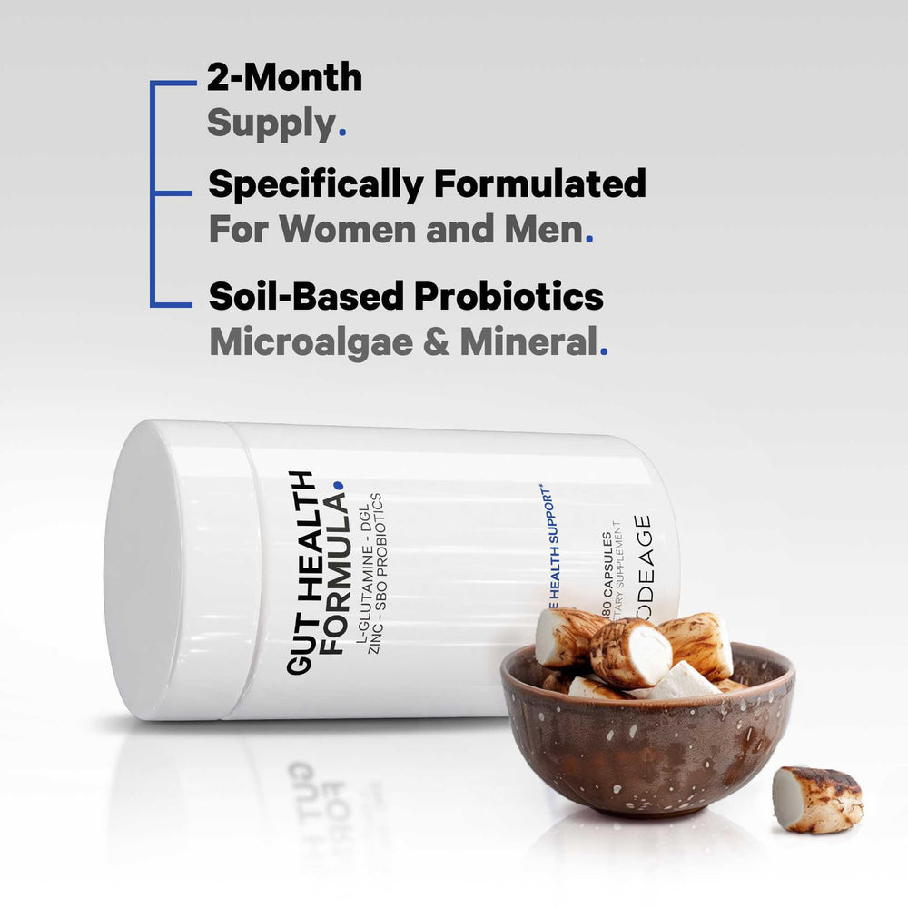 Codeage Gut Health Formula shelf-stable label indicating no refrigeration needed