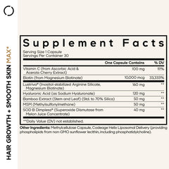 Close up of Codeage capsules showing convenient daily hair and skin support