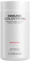 Codeage Immuno Colostrum capsules bottle on shelf for daily supplement routine.
