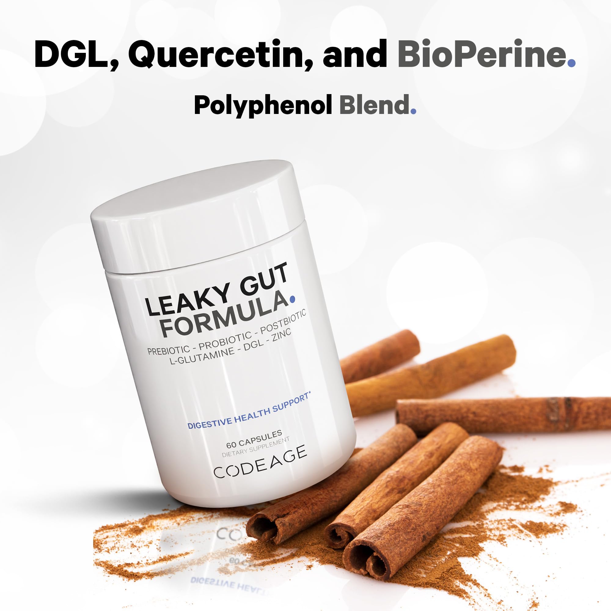 Codeage Leaky Gut polyphenols blend with berries for antioxidant nutrients.