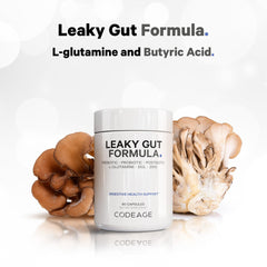 Codeage Leaky Gut probiotic blend emphasizing digestive balance and microbial diversity.