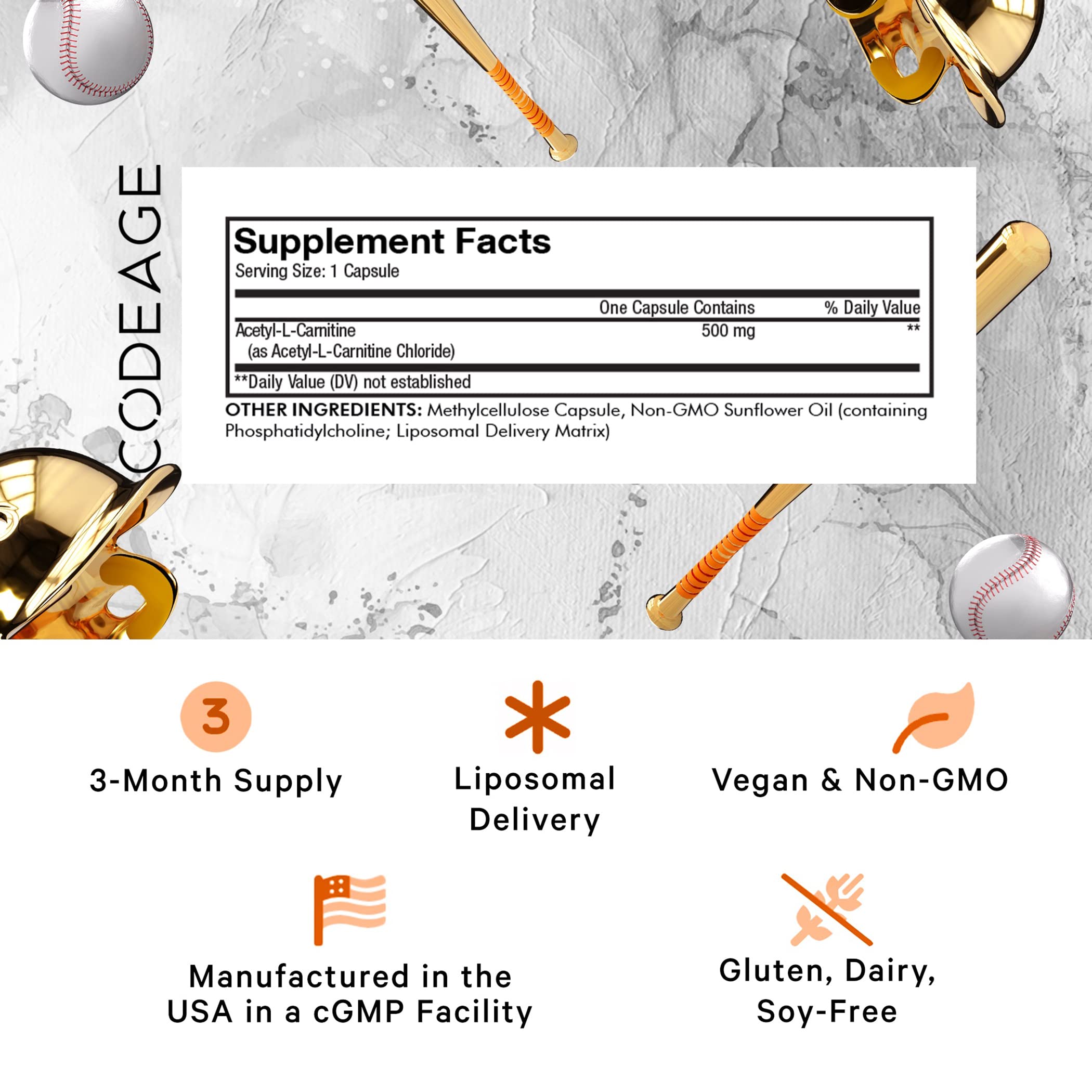 Codeage Acetyl-L-Carnitine capsules ready for daily dosing.